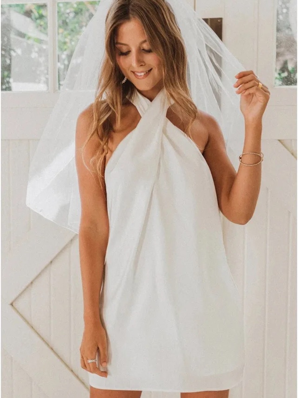 Show Me Your MuMu White Halter Mini Dress